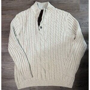 Tasso Ella Sweater Mens Large Pullover Beige Cream Cotton Sweater